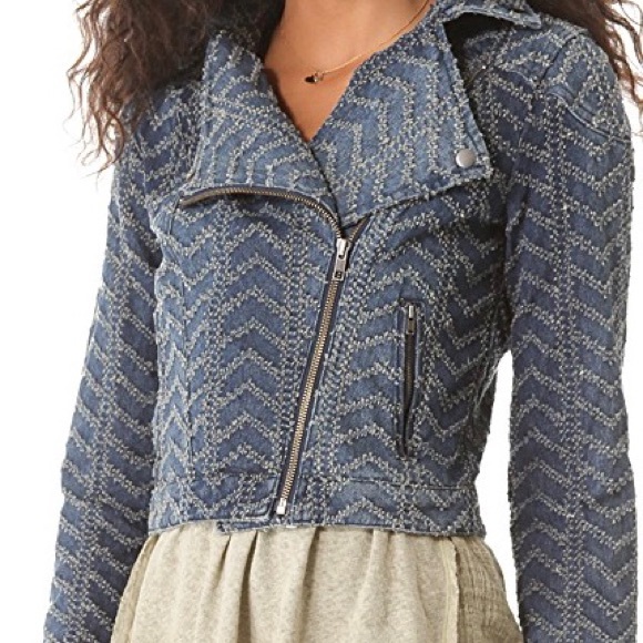 Free People Jackets & Blazers - Free People Herringbone Punched  Moto Jacket